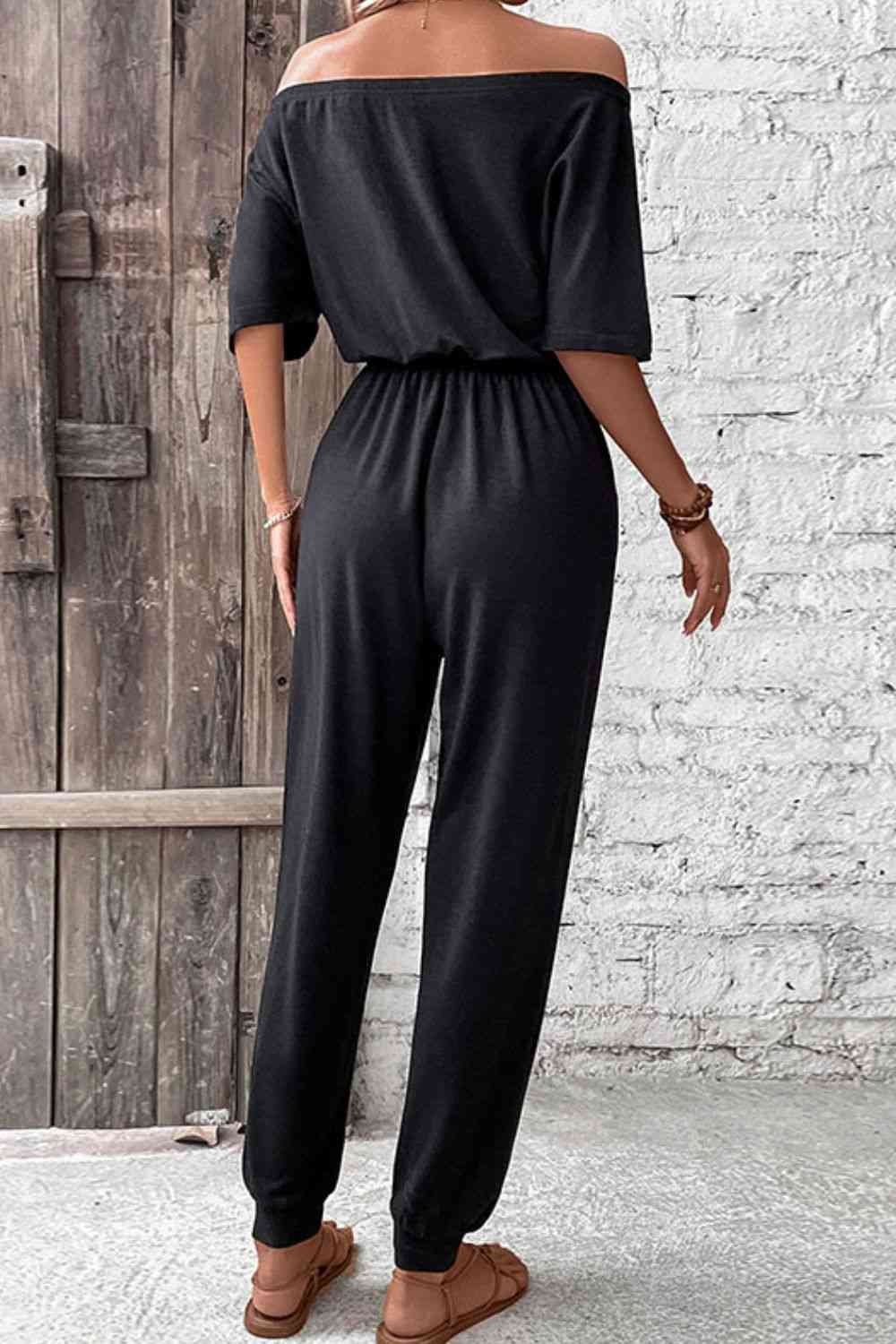 Off-Shoulder Jumpsuit with Pockets